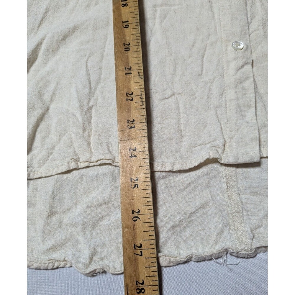 FUN 2 FUN Women Small Beige Rayon Linen Blend Button-Up Shirt - Picture 11 of 16